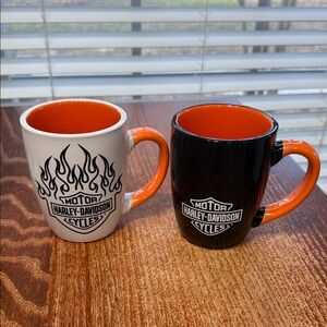 Harley-Davidson Orange Interior Ceramic Mug - Set of 2